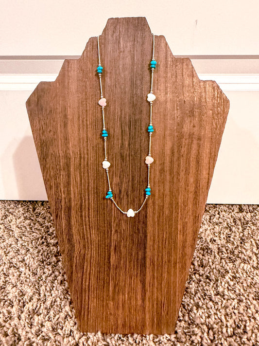 Kingman Heart Pink Conch Necklace