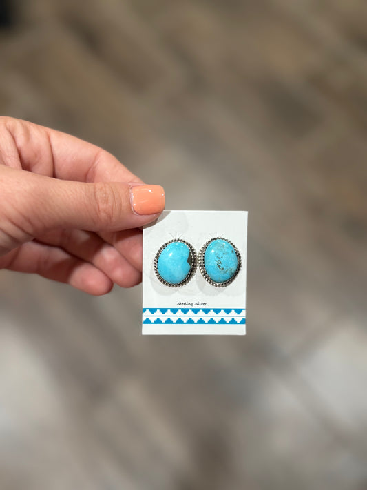 Round Kingman Turquoise Studs