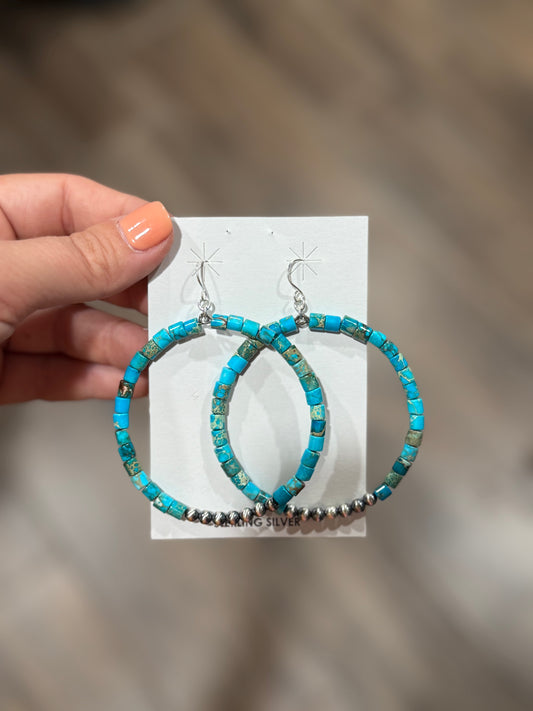 Turquoise Pearl Bead Earrings