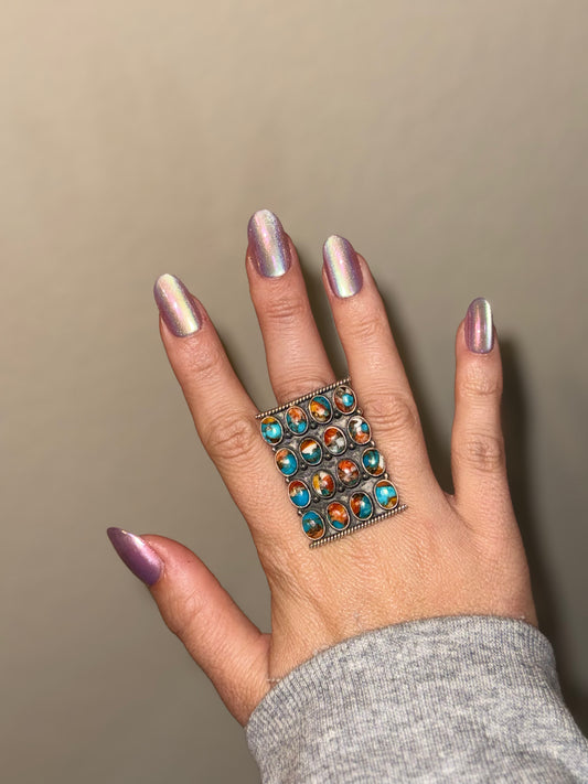 Spiny Turquoise Bar Ring